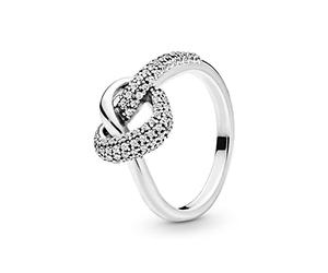 PANDORA Liebesknoten Ring aus Sterling-Silber mit Cubic Zirkonia aus der PANDORA Moments Kollektion, Größe: 54, 198086CZ-54