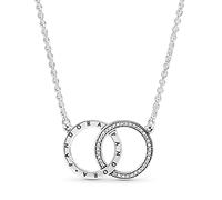 Pandora Logo & Funkelnd Verschlungene Kreise Collier Sterling Silber, Cubic Zirkonia 396235CZ-45