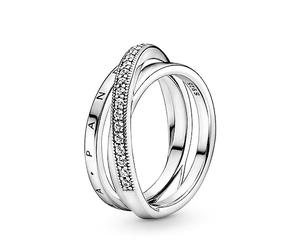 PANDORA logo Shine ring with clear cubic zirconia