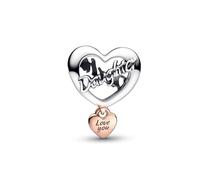 PANDORA Love You Daughter Her-Charm aus Sterling-Silber und rosévergoldeten Metalllegierung Moments Collection, kompatibel Moments Armbänder, 782327C00