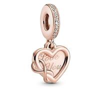 PANDORA Love You Unendlichkeits-Herz Charm-Anhänger aus 14 Karat Rosévergoldeter Metalllegierung und Cubic Zirkonia, 789369C01