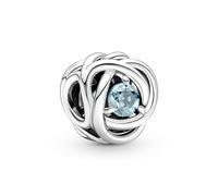PANDORA März Geburtsstein Meer Aquablauer Ewigkeitskreis Charm aus Sterling-Silber mit Kristallen, 790065C09