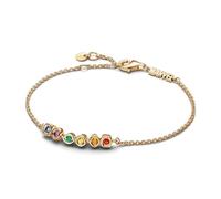 Pandora Marvel Armband, 14-karätig vergoldet, mit rotem, orangem, gelbem, grünem, lila und blauem Kristall