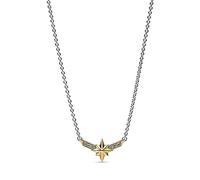 PANDORA Marvel Captain Marvel Oktogramm Stern Bicolor Anhänger Halskette aus Sterling Silber mit 14 Karat vergoldete Metalllegierung, Zirkonia, Länge: 50cm, 362745C01-50