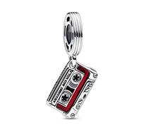 PANDORA Marvel Guardians of the Galaxy Kassette Charm-Anhänger aus Sterling-Silber mit Emaille in der Farbe Silber-Rot, Marvel X PANDORA Kollektion, 792564C01