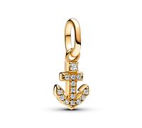ME Mini-Charm-Anhänger Anker mit Zirkonia, vergoldet