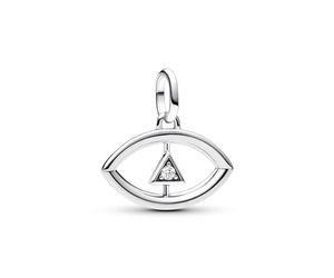 PANDORA ME Evil Eye Medaillon-Charm aus Sterling Silber mit Zirkonia, Kompatibel ME und Moments Armbändern, 793372C01