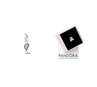 PANDORA ME Funkelnder Engelsflügel Mini-Charm-Anhänger, Sterling Silber Moments Buchstabe A, wendbares Alphabet-Charm, Sterling-Silber mit geprägten Herzen und Perlen an der Rückseite