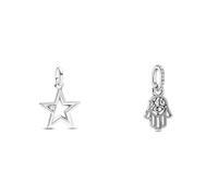 PANDORA ME Funkelnder Stern Medaillon-Charm aus Sterling Silber mit Cubik Zirkonia, Kompatibel ME und Moments Armbändern, 793032C01 Hand der Fatima Charm-Anhänger, Sterling-Silber