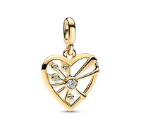 PANDORA ME Herz & Strahlen Medaillon mit 14 Karat vergoldeter Metalllegierng, Cubic Zirkonia, Kompatibel ME Armbändern, 762691C01