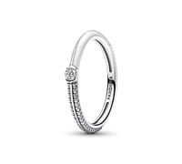 PANDORA ME Pavé & Weiß Doppelring aus Sterling Silber mit klaren Cubic Zirkonia Steinchen in der Größe 56, 192528C02-56
