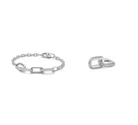 Pandora ME Schmales Gliederarmband 17,5cm aus Sterling Silber & ME Styling Pavé Doppel-Link aus Sterling Silber; nur kompatibel Me Armbändern; Höhe: 8;2mm; 799660C02
