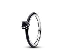 Pandora Damenring 193088C01 – Silber, schwarzes Chakra-Herz – Gr. 58/18.5