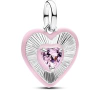 PANDORA ME Strahlendes Rosafarbenes Herz Medaillon-Charm aus Sterling Silber mit Zirkonia, Kompatibel ME und Moments, 794409C01