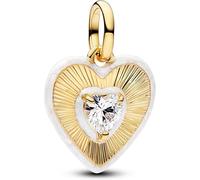 PANDORA ME Strahlendes Weißes Herz Medaillon-Charm mit 14k vergoldeter Metalllegierung und Zirkonia, Kompatibel ME und Moments, 764409C01