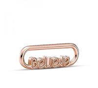 Pandora ME Styling Wort-Link Believe mit 14 Karat rosévergoldeter Metalllegierung; nur kompatibel mit Pandora Me Armbändern