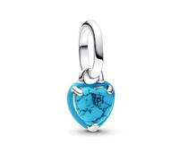 Pandora Charm Herz 793827C01 – Türkisfarbenes Herz, Sterling Silber, kompatibel mit Me und Moments