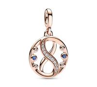 PANDORA ME Unendlichkeitssymbol Medaillon mit 14 Karat rosévergoldeter Metalllegierng, Cubic Zirkonia in blau und klar, Kompatibel ME Armbändern, 782696C01