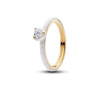 PANDORA ME Weißes Chakra Herz Ring aus 14K vergoldetem Sterling Silber mit Zirkonia und Emaille, Größe: 64, 163088C01-64