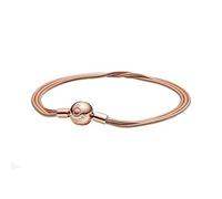PANDORA Mehrreihiges Schlangen-Gliederarmband in 14 Karat rosévergoldeter Metalllegierung Moments Collection, Größe: 16