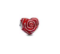 PANDORA Moments Rose Herz Charm aus Sterling Silber, Kompatibel Moments Armbänder, 793673C01