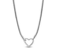 PANDORA Moments Herzverschluss Schlangen-Gliederhalskette aus Sterling Silber, Kompatibel Moments Charms, Größe 45cm,393377C00-45