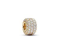 Pandora Charm 762820C01 – Funkelndes dreireihiges Pavé, vergoldetes Sterling‑Silber, Zirkonia