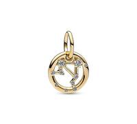 Pandora Moments Anhänger, Sternzeichen-Charms, 14-karätig vergoldet, mit klarem Cubic Zirkonia
