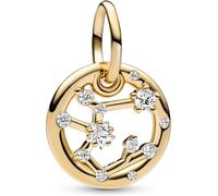 Pandora Moments Anhänger, Sternzeichen-Charms, 14-karätig vergoldet, mit klarem Cubic Zirkonia
