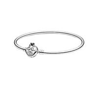 PANDORA Moments Armreif mit Disney Alice im Wunderland Grinsekatze-Kugelverschluss, aus Sterlingsilber, Länge: 19cm, 599343C00-19