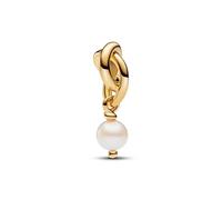 PANDORA Moments Behandelte Süßwasserzuchtperle Ewigkeitskreis Charm-Anhänger aus Sterling Silber mit vergoldeter Metalllegierung, Kompatibel Moments Armbänder, 763462C06