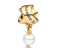 PANDORA Charm Goldfarbene Schleife mit Perle 763784C01