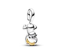 PANDORA Moments Bicolor Bicolor Beweglicher Affe Charm-Anhänger aus Sterling Silber mit vergoldeter Metalllegierung, Kompatibel Moments und ME Armbändern,763343C01