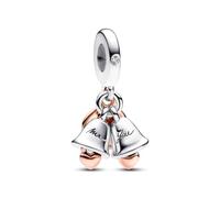 PANDORA Moments Bicolor Hochzeitsglocken Doppelter Charm-Anhänger mit rosevergoldeter Metalllegierung Moments Collection, kompatibel Moments Armbändern, 782592C01