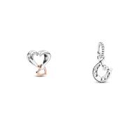 PANDORA Moments Bicolor Offen gearbeitetes Unendlichkeits-Herz Charm & Glückshufeisen Charm-Anhänger, Sterling-Silber799157C01