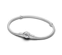 Pandora Moments Blühende Rose Verschluss Schlangen-Gliederarmband aus Sterling Silber, Kompatibel mit Pandora Moments, Größe:23, 593211C00-23