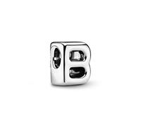 PANDORA Moments Buchstabe B - wendbares Alphabet-Charm aus Sterling-Silber mit geprägten Herzen und Perlen an der Rückseite - kompatibel mit Armbändern Moments Kollektion