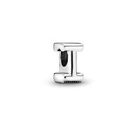 PANDORA Moments Buchstabe I - wendbares Alphabet-Charm aus Sterling-Silber mit geprägten Herzen und Perlen an der Rückseite - kompatibel mit Armbändern Moments Kollektion