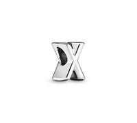 PANDORA Moments Buchstabe X - wendbares Alphabet-Charm aus Sterling-Silber mit geprägten Herzen und Perlen an der Rückseite - kompatibel mit Armbändern aus der PANDORA Moments Kollektion