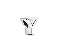 PANDORA Moments Buchstabe Y - wendbares Alphabet-Charm aus Sterling-Silber mit geprägten Herzen und Perlen an der Rückseite - kompatibel mit Armbändern aus der PANDORA Moments Kollektion