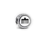 PANDORA Moments Charm Berliner Bär und Brandenburger Tor aus Sterling Silber mit Zirkonia, Kompatibel Moments Armbändern, 792016CZ_E037