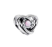 Pandora 793233C01 Offen gearbeiteter Mama & Herz Charm - Silber - Synthetic Opal Pink
