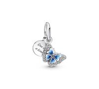 Pandora Moments Creolen Schmetterling, Sterlingsilber, mit klarem Cubic Zirkonia, abgestuft blaue und weiße Emaille