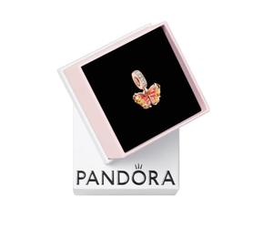 Pandora Moments Creolen Schmetterling, Sterlingsilber, mit klarem Cubic Zirkonia, abgestuft blaue und weiße Emaille