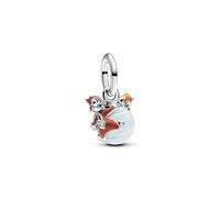 PANDORA Moments Disney A-Hörnchen und B-Hörnchen Christbaumkugel Charm-Anhänger aus Sterling Silber mit Opal, Kompatibel Moments und ME Armbänder, 793532C01