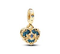Pandora 763072C01 - Disney Cinderellas Kutsche & Herz Doppelter Charm-Anhänger - Gelbgold verg. - Zirkonia Blau