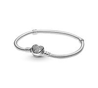 PANDORA Moments Disney Micky Maus Schlangen-Gliederarmband mit Herzverschluss aus Sterling Silber/Größe: 18cm