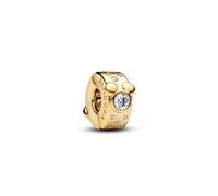 PANDORA Moments Disney Micky & Minnie Maus Clip-Charm mit 14K vergoldeter Metalllegierung und Zirkonia, Kompatibel Moments, 764130C01