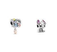 PANDORA Moments Disney Ohana Lilo & Stitch Inspiriertes Charm aus Sterling-Silber und 14 Karat rosévergoldeter Metalllegierung mit Cubic Zirkonia DISNEY Charm Lilo und Stitch