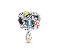 PANDORA Moments Disney Ohana Lilo & Stitch Inspiriertes Charm aus Sterling-Silber und 14 Karat rosévergoldeter Metalllegierung mit Cubic Zirkonia, 781682C01